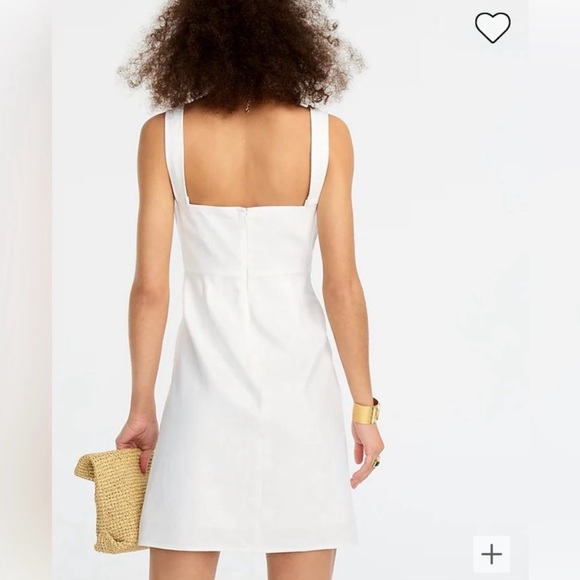 NWT J.Crew square neck a line white linen blend dress - Picture 4 of 7